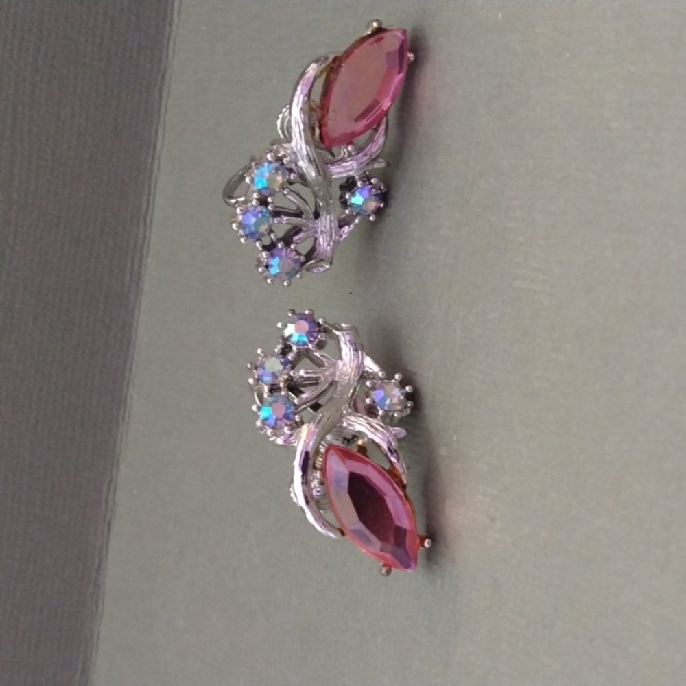 Pink screw back earrings